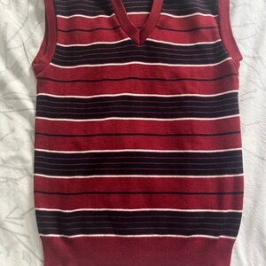 Vintage Red Striped Sweater Vest